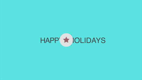 happy holidays logo festive text with star in red and white on light blue background