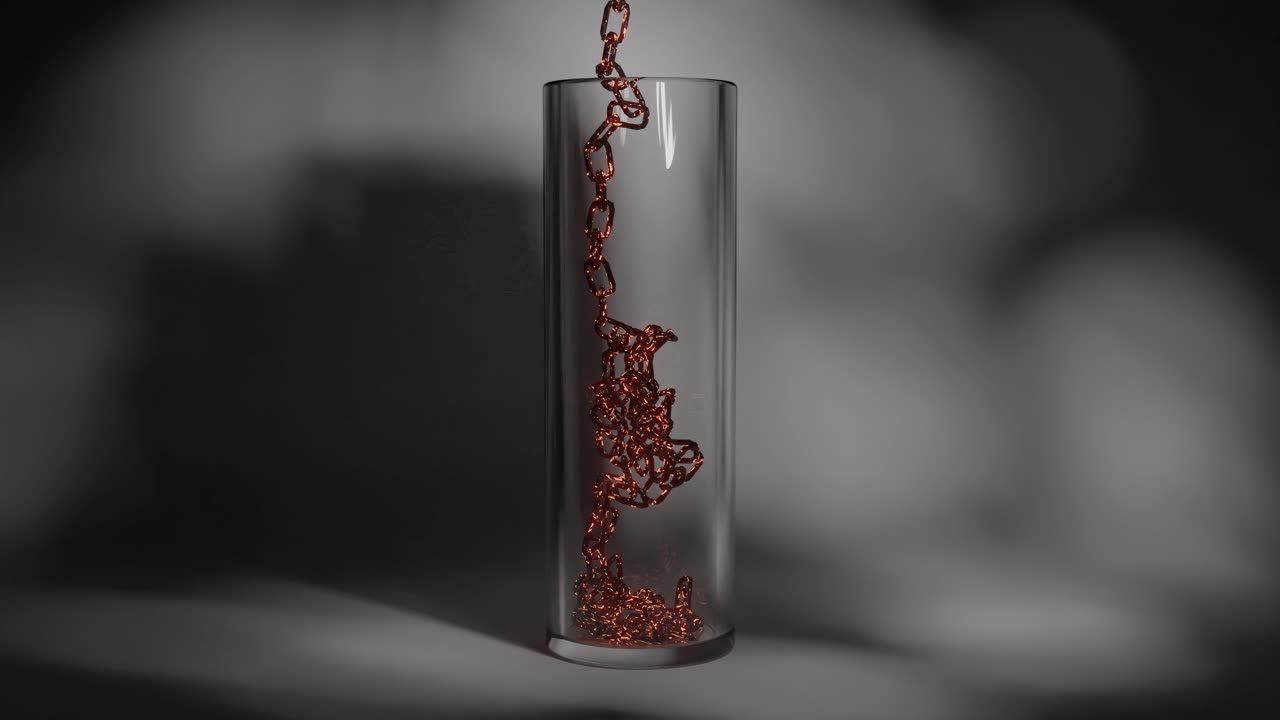 cadena ardiente en un jarrón de vidrio