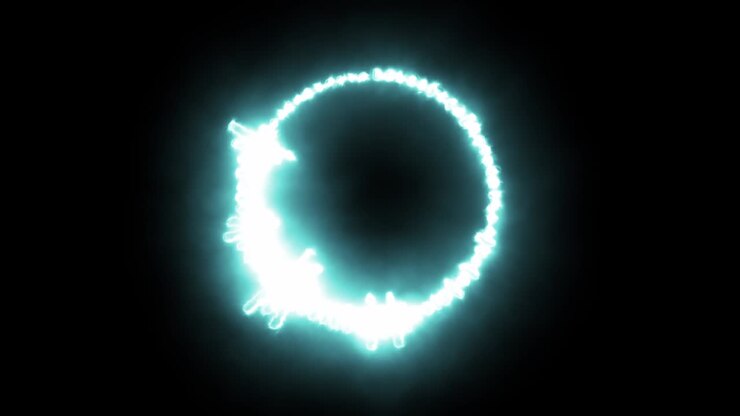 Visualizzazione circolare astratta e luminosa al neon della frequenza audio - in loop