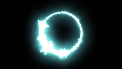 abstract bright neon light circle display of audio frequency - looped