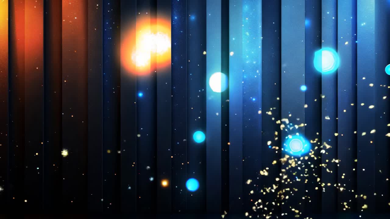 A blue and orange striped background with a lot of stars. The blue and orange stripes are the colors of the sky and the stars