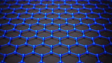 nanoestructura del átomo de grafeno animación en bucle. nanotubo en forma de panal. concepto nanotecnología y ciencias animación 3d
