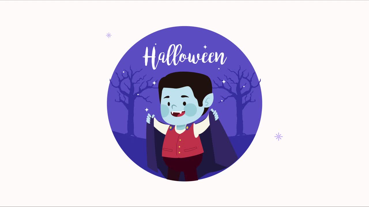 niño disfrazado de drácula con letras