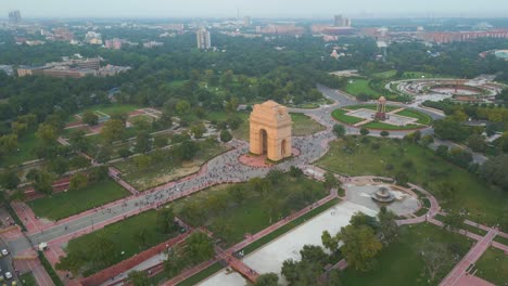 aerial view of india gate , drone aerial view india gate