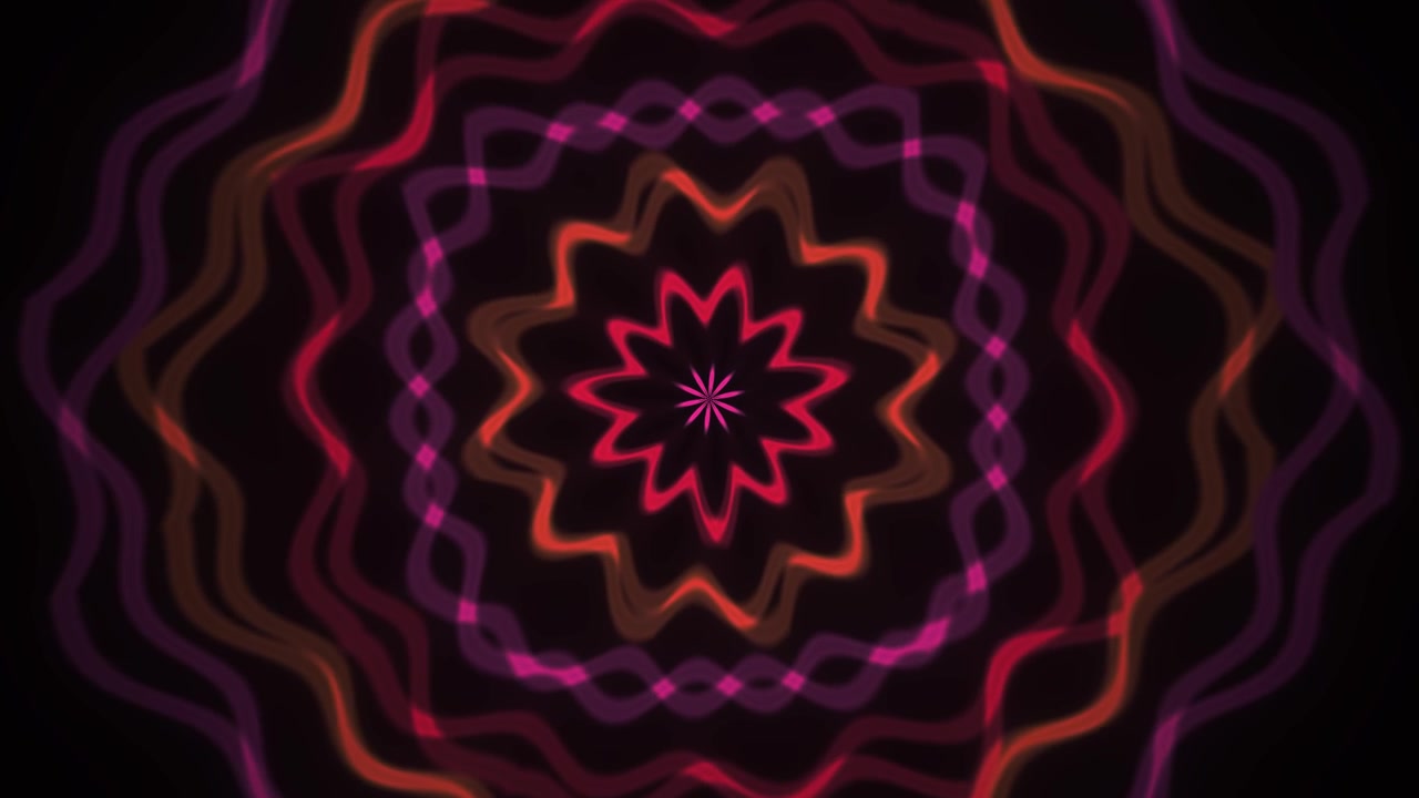 Animazione Mandala Astratta Colorata con Linee al Neon Pulsanti