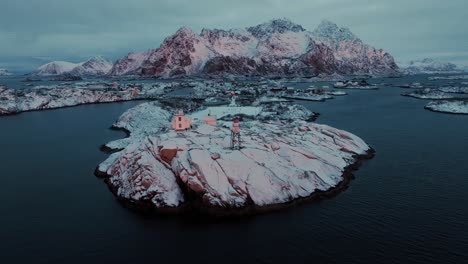 Aerial-view-of-Lofoten-Islands-beautiful-landscape-during-winter