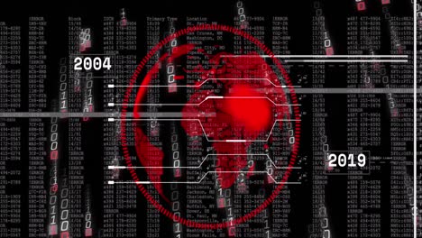 animación del procesamiento de datos sobre un fondo negro