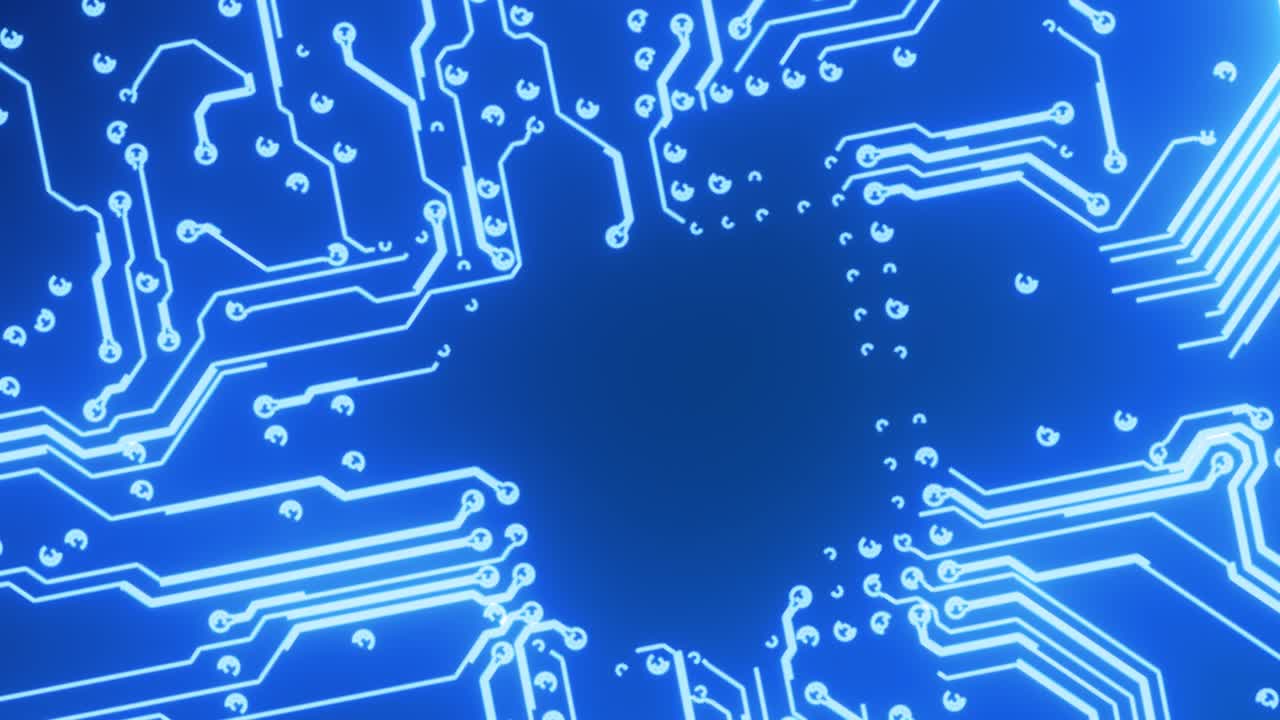 Blue microchip lines forming on blue