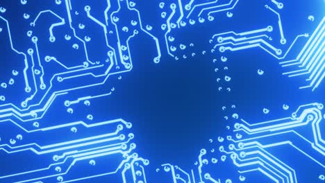 líneas de microchip azul que se forman en azul
