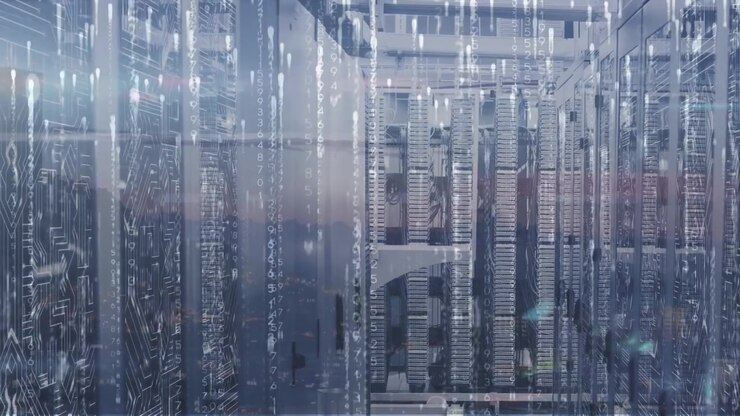 Animation of lights falling over servers
