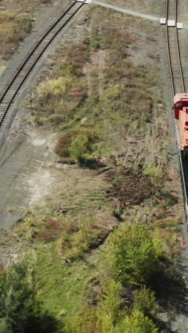 aerial view of train tracks and surrounding landscape