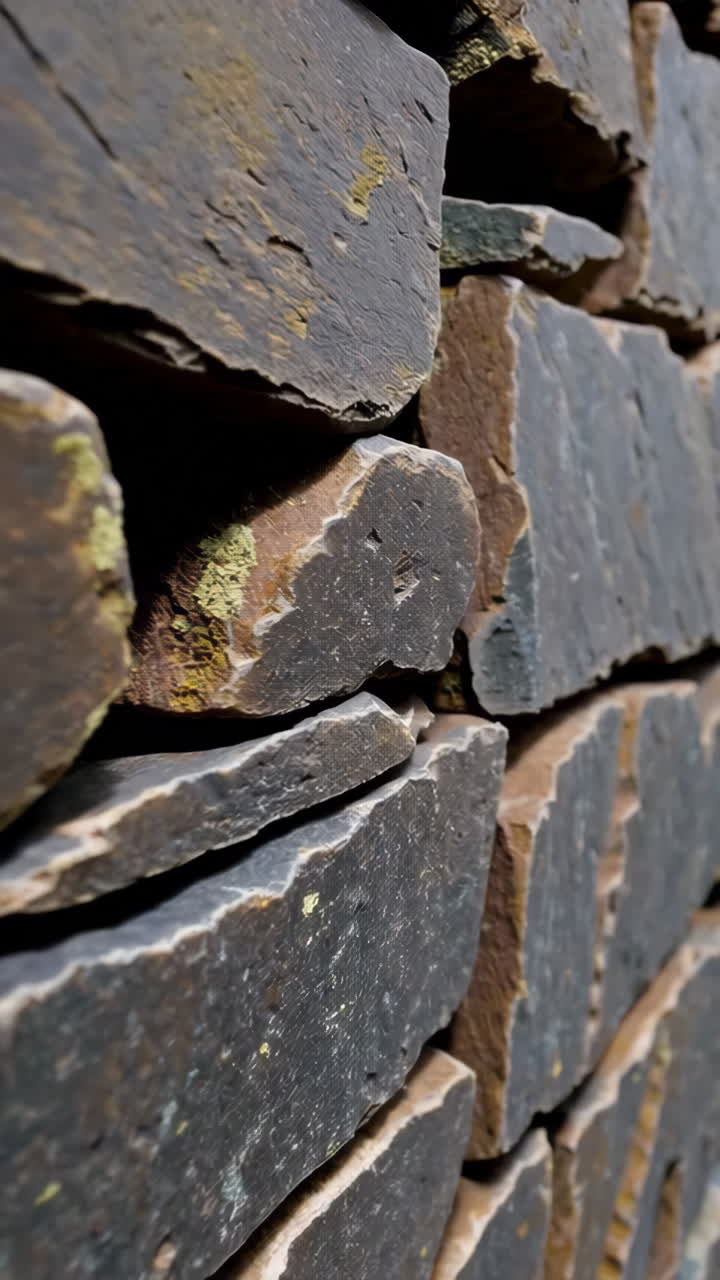 Close-up of a dark stone wall