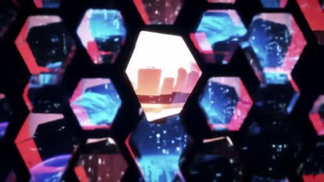 a captivating visual journey through abstract geometric shapes and dynamic color patterns in an enigmatic digital landscape
