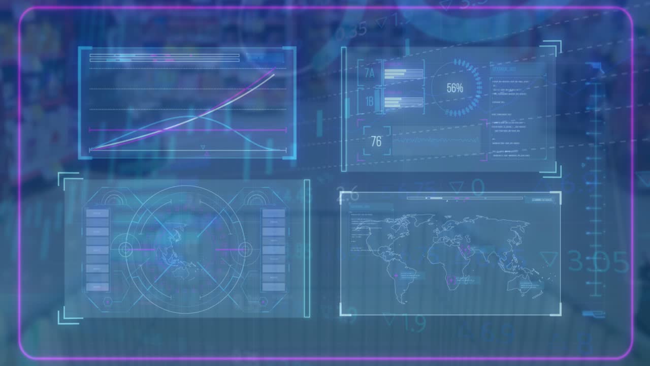 Animation of data processing over shopping trolley