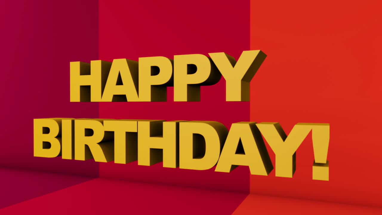 A full screen 3D rendered graphic using Cinema 4D of 3D text &amp;quot;HAPPY BIRTHDAY