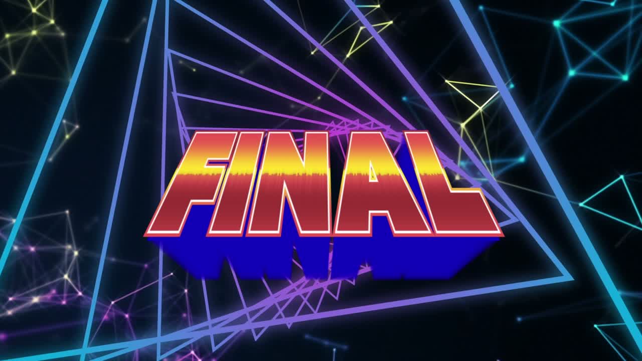 Animation of final over black space with rotating shapes