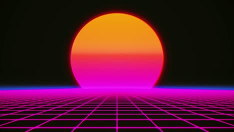 retro 80s style grid sun stars old tv screen animation background