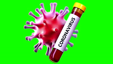 coronavirus covid-19 en bucle con llave de croma y máscara en 4k