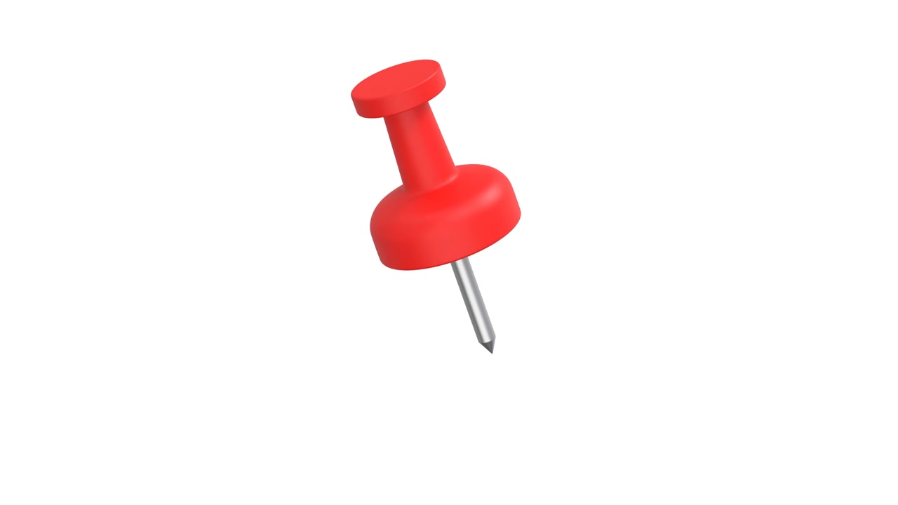 Red Push Pin Rotating Against a White Background