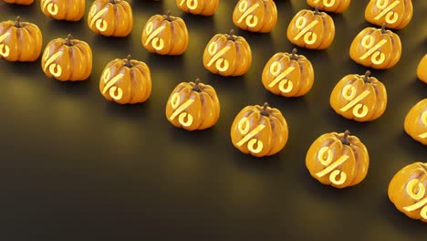 pumpkin decoration pattern with discount sign on black background