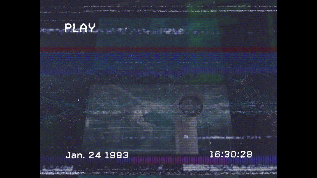 Animation of science data processing over screens on dark background