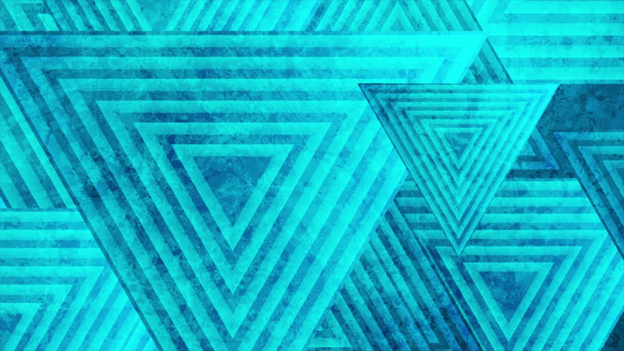 Bright blue grunge geometric minimal motion background with triangles