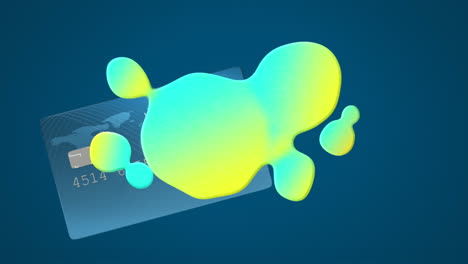Animation of colorful stains over bank card