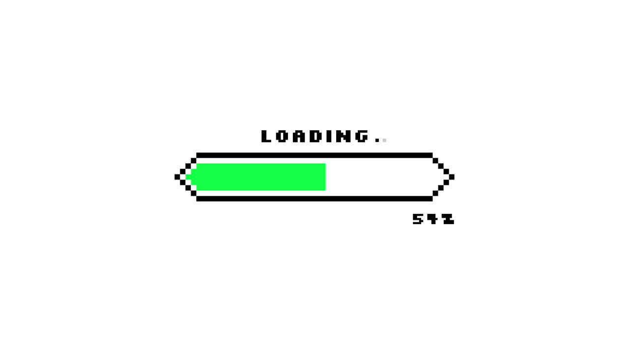 Pixel Art Loading Bar Progressing from 0 to 100 Percent