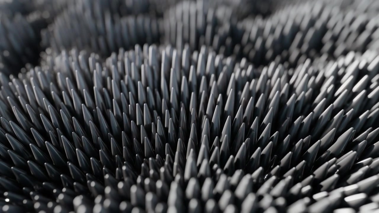 Abstrakt 3D-animasjon av bevegelige metallpigger
