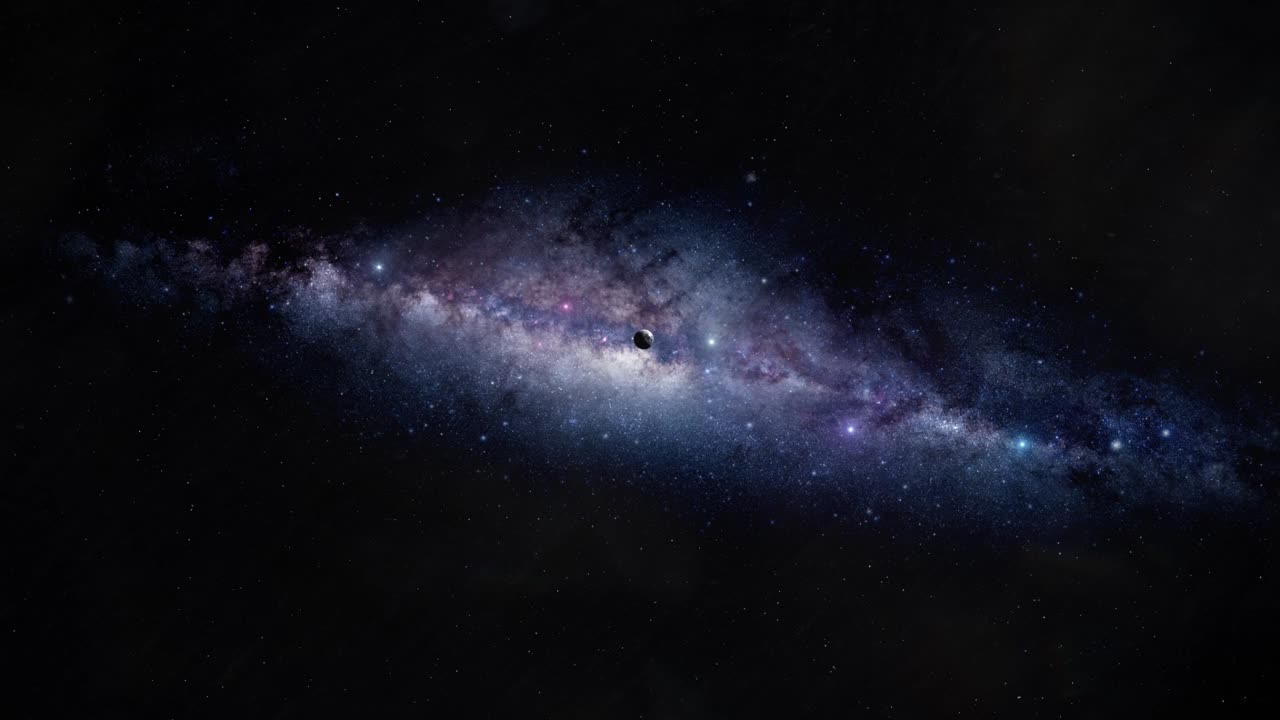 Moving Away From the Milky Way Passing The Moon Revealing Planet Earth