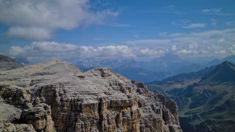 Italian-Dolomites-mountain-weathered-tops,-high-altitude-hiking,-viewpoint