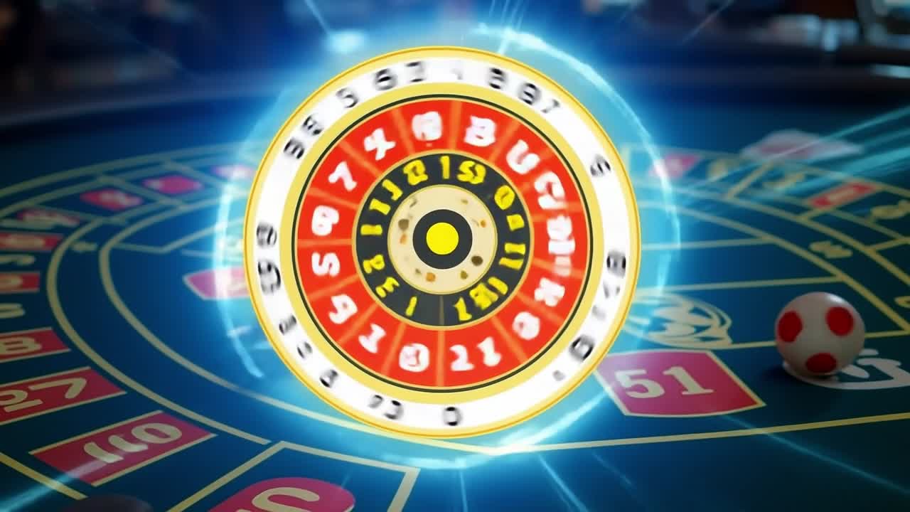 Casino roulette spinning. A roulette wheel spins rapidly at a casino table while players watch in anticipation during an evening of excitement.