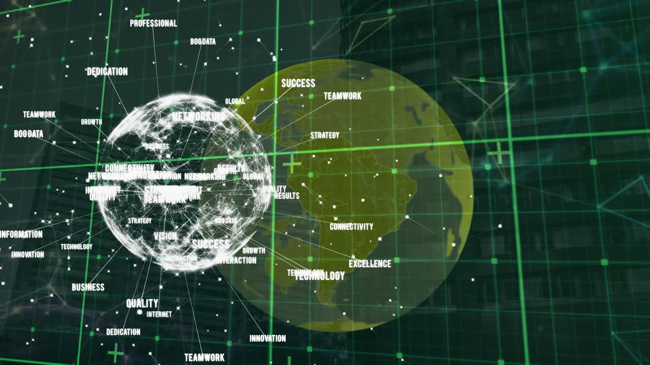 연결 및 데이터 처리의 네트워크를 통해 지구의 애니메이션
