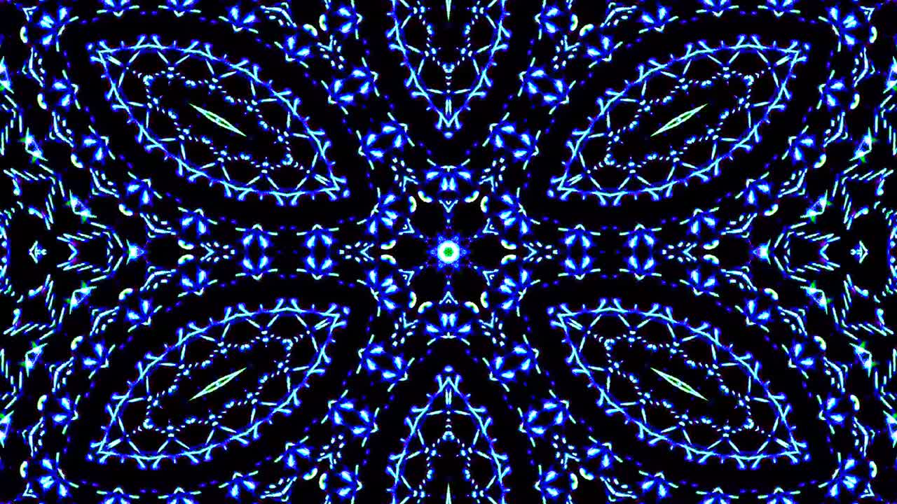 onda de luz puntos abstractos conjunto de color azul caleidoscopio fondo negro