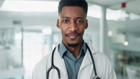 Krankenhaus,-Arzt-Und-Gesicht-Eines-Afrikanischen-Mannes