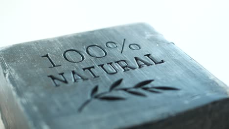 close-up of a 100% natural soap bar