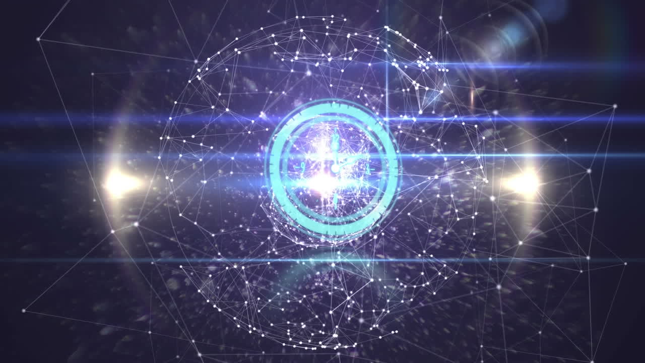 시계 이상 연결의 네트워크와 함께 지구의 애니메이션이 빠르게 움직입니다.