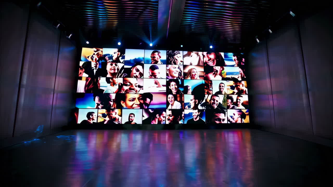 Large Screen Display with Multiple Images of People