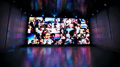 large screen display with multiple images of people