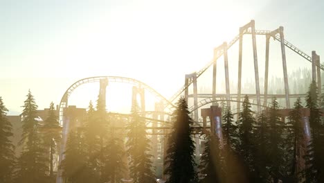 old-roller-coaster-at-sunset-in-forest