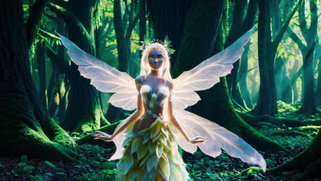ethereal forest fairy with glowing wings