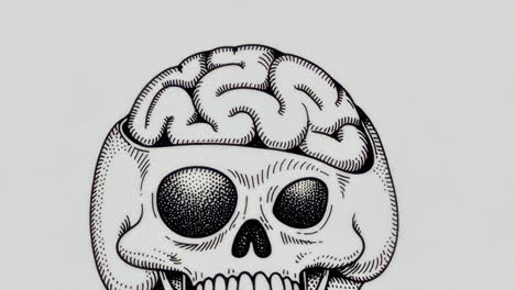 stylized skull with exposed brain illustration