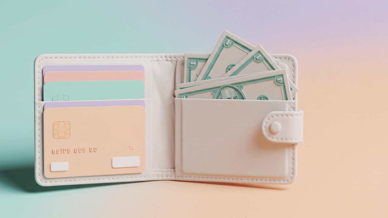 A Stylish White Wallet Displaying Colorful Cards and Cash, Perfect for Organizing Your Finances in a Trendy Way, Showcasing Modern Design and Practicality.