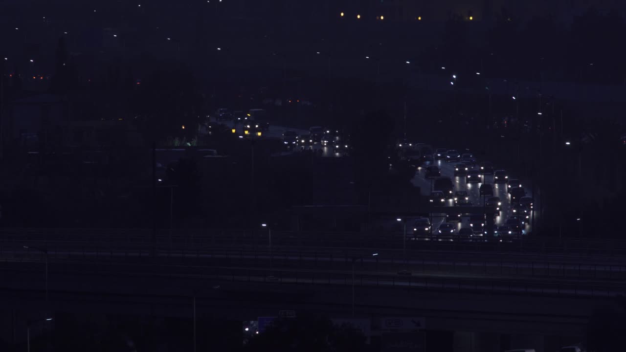 night traffic at a busy highway