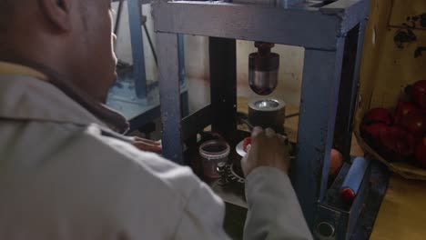 mixed race man working in factory