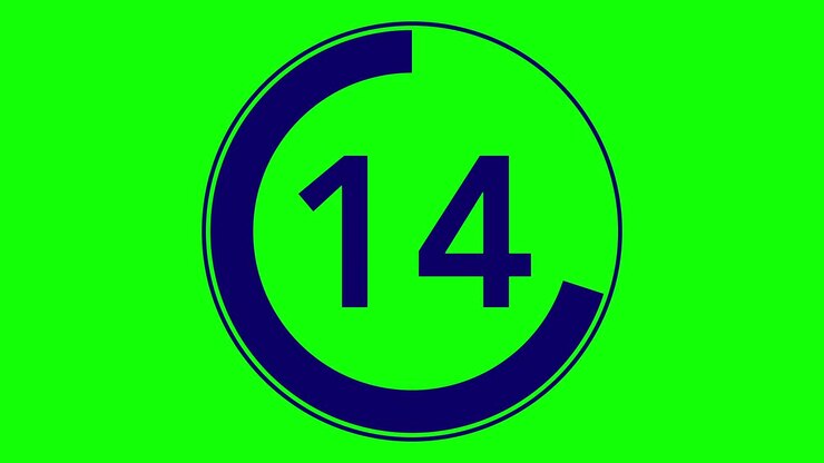 20 seconds simple countdown timer (dark blue on chroma key background)