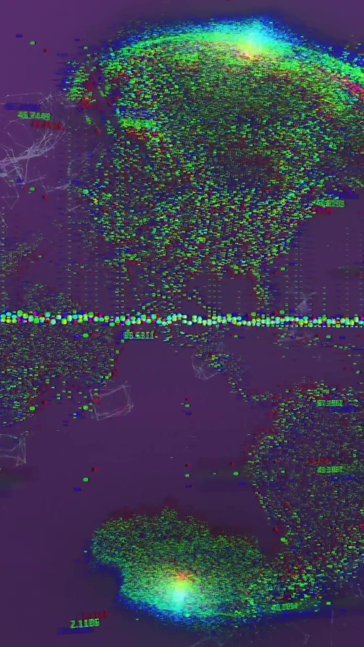 Animation of globe, digital data processing over purple background