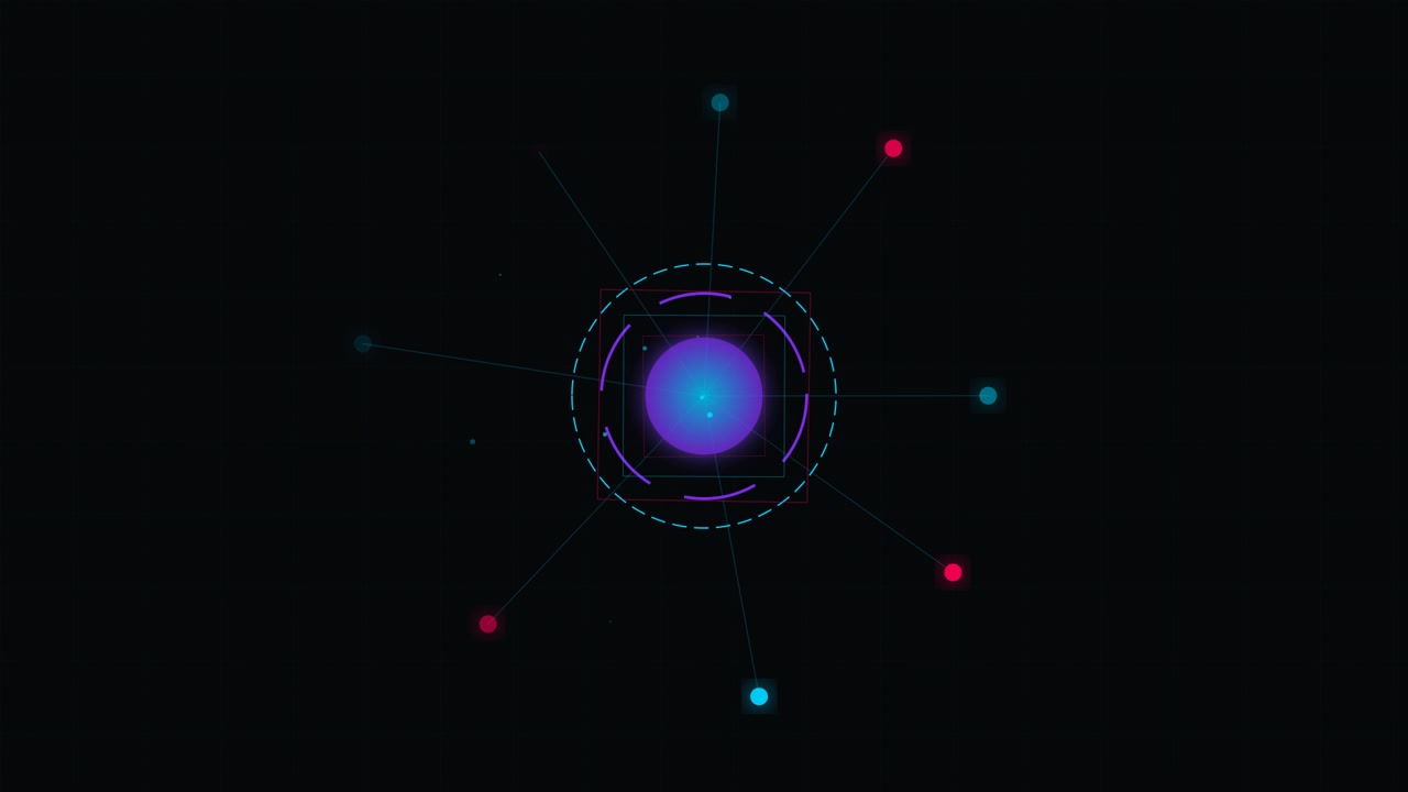 Abstract Digital Network Node Animation with Glowing Particles