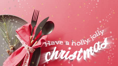 animación de felicitaciones de navidad texto sobre el lugar de navidad configuración y decoraciones