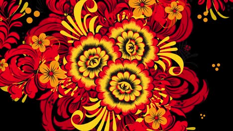 vibrant floral design in russian folk art style